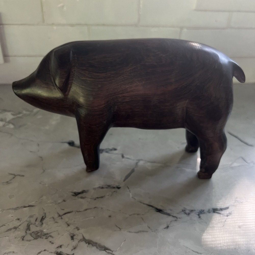 Vintage Iron Wood Adorable PIG Figurine‎